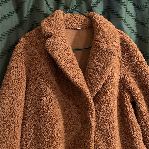 Cozy Rustic Brown Teddy Coat - Picture 2 of 6
